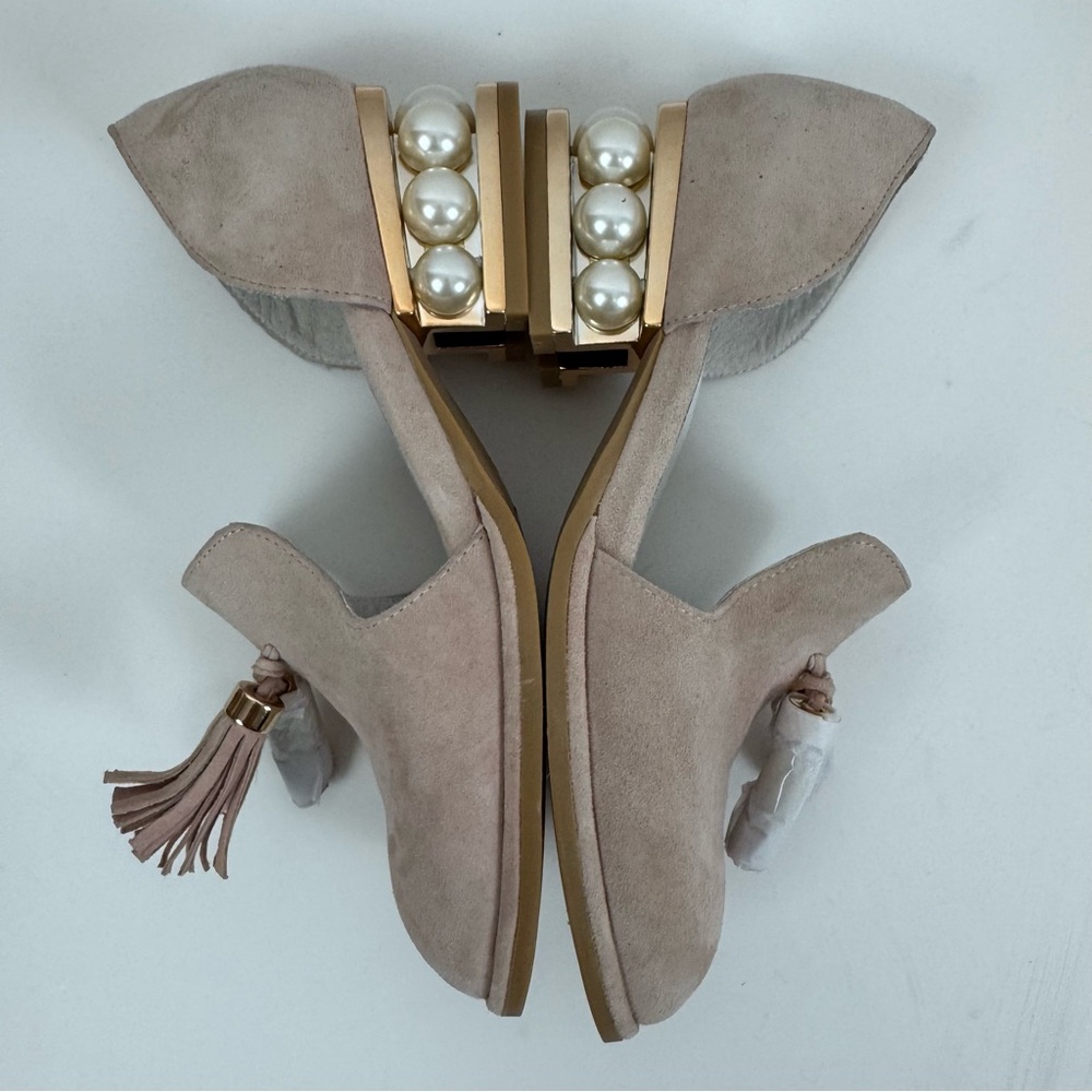 Jeffrey Campbell 'Civil' Pearly Heeled d'Orsay Loafers Pink Suede‎ 6 NWOT - Picture 4 of 10